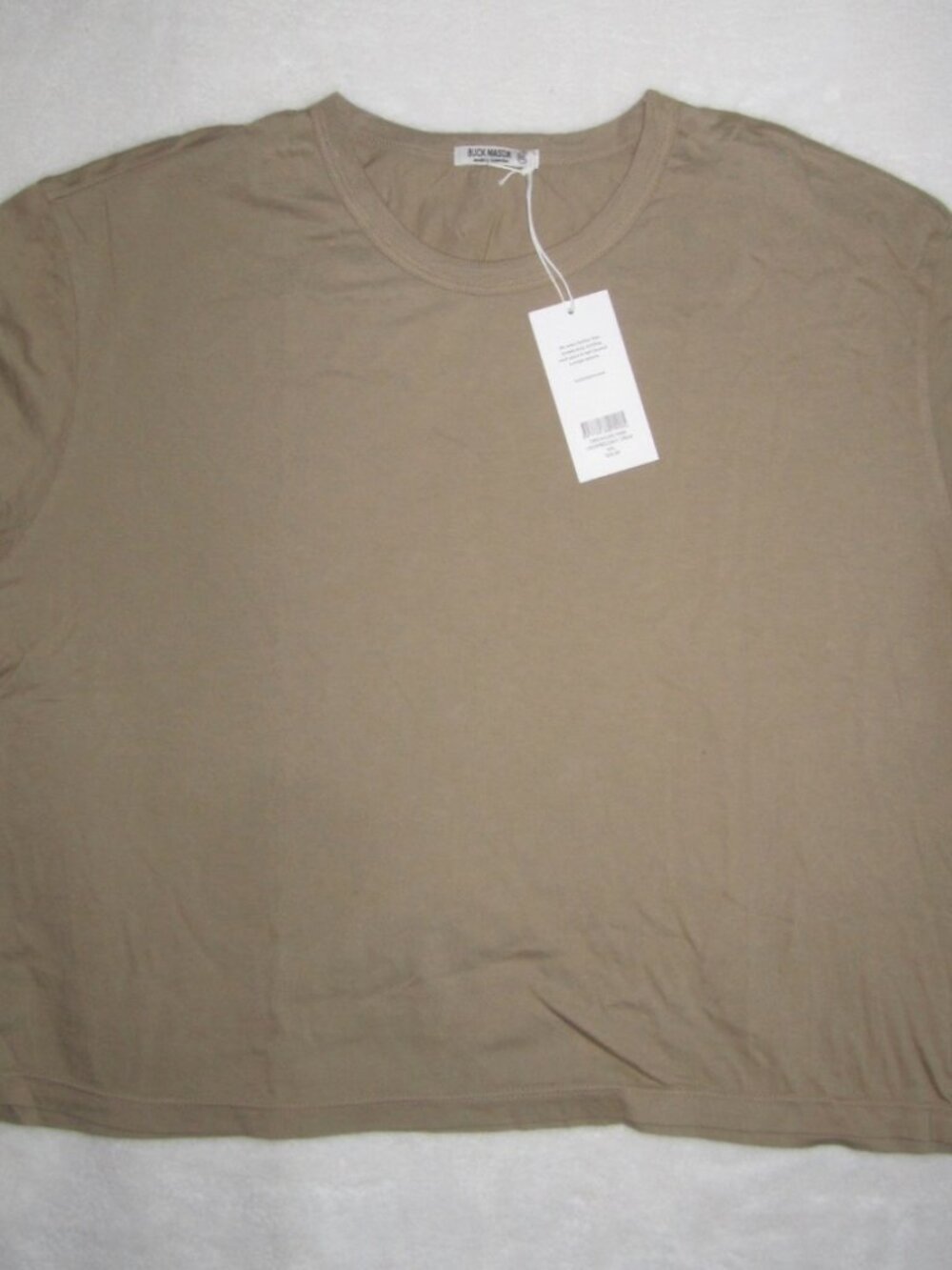 NWT BUCK MASON Treehouse Pima Cropped Easy Crew Shirt Women's XXL